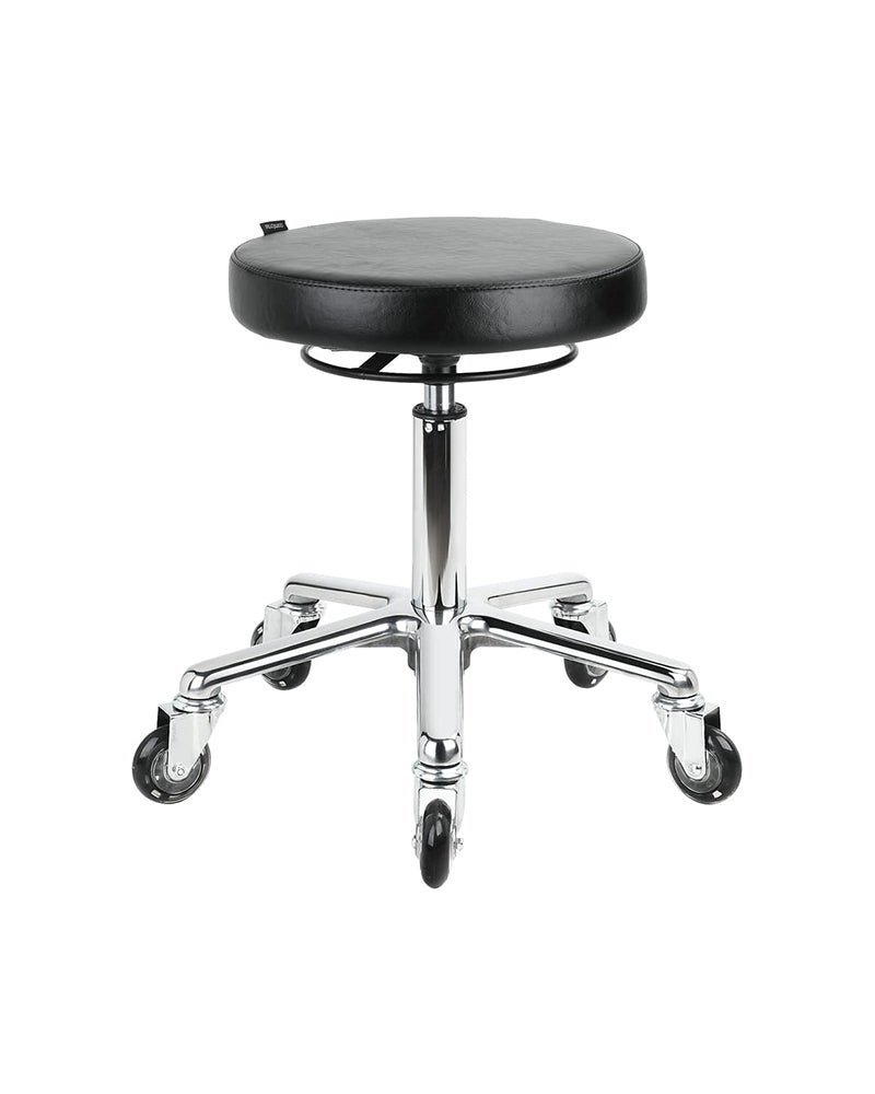 Round Black - Must juuksuri taburet kroom tähtjalaga